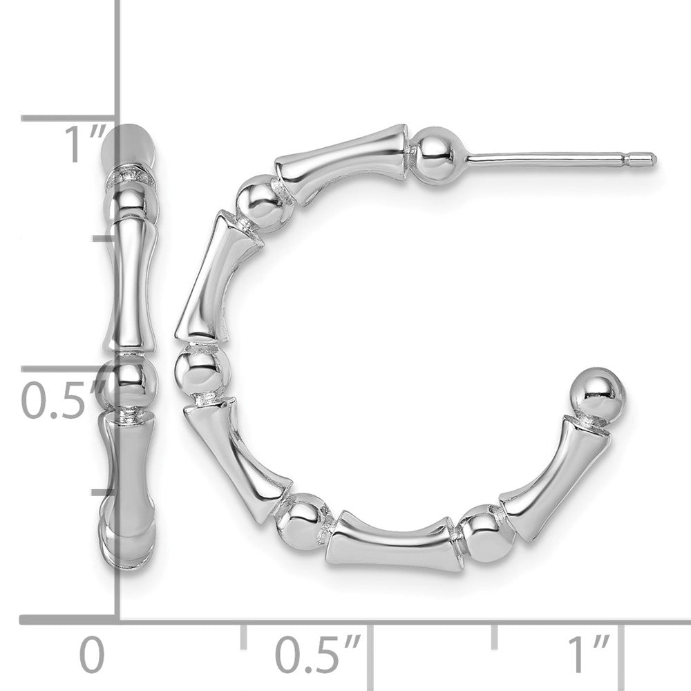 Sterling Silver Rhodium-plated Polished Patterned Post Hoop Earrings