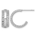 Sterling Silver Rhodium-plated Polished Circle Pattern Post Hoop Earrings