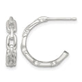 Sterling Silver Polished Link Post C-Hoop Earrings