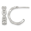 Sterling Silver Polished Anchor Link Post C-Hoop Earrings