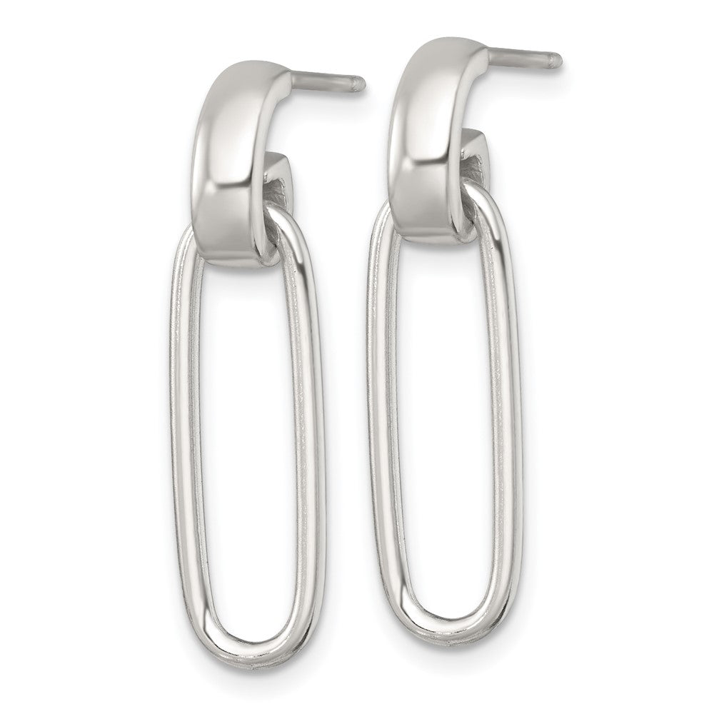 Sterling Silver Polished Elongated Oval Post Dangle Earrings