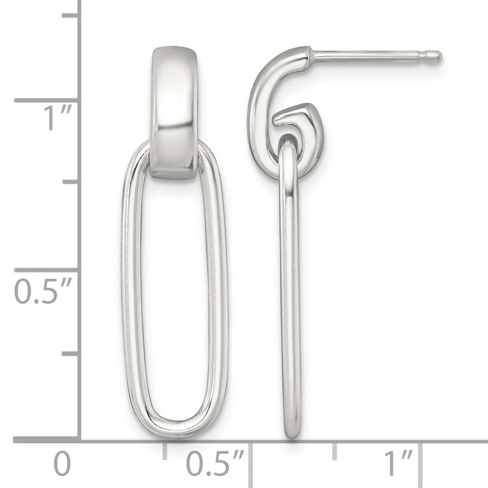 Sterling Silver Polished Elongated Oval Post Dangle Earrings