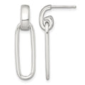 Sterling Silver Polished Elongated Oval Post Dangle Earrings