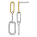 Sterling Silver Rhodium and Gold-plated 3 Link Dangle Earrings