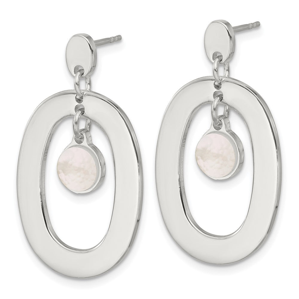 Sterling Silver Oval Mother of Pearl Post Dangle Earrings
