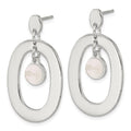 Sterling Silver Oval Mother of Pearl Post Dangle Earrings