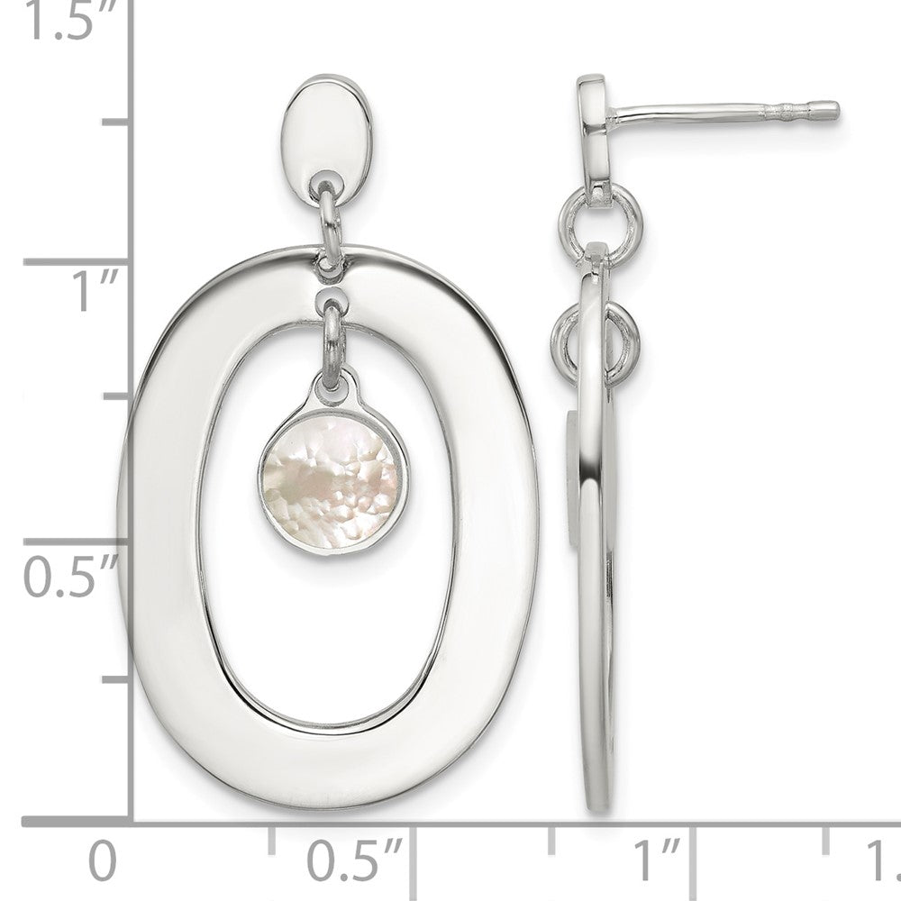Sterling Silver Oval Mother of Pearl Post Dangle Earrings