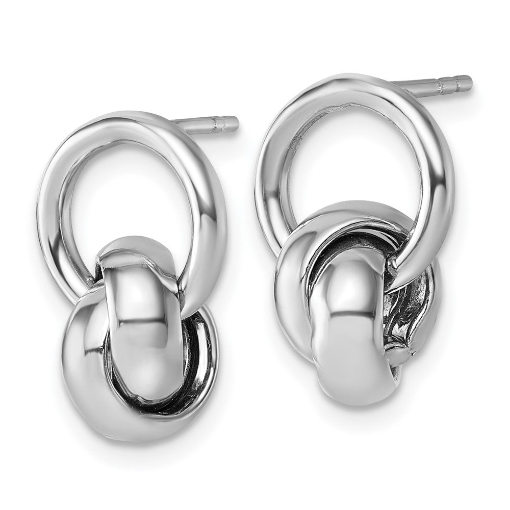 Sterling Silver Rh-plated Polish Love Knot Dangle Post Earrings