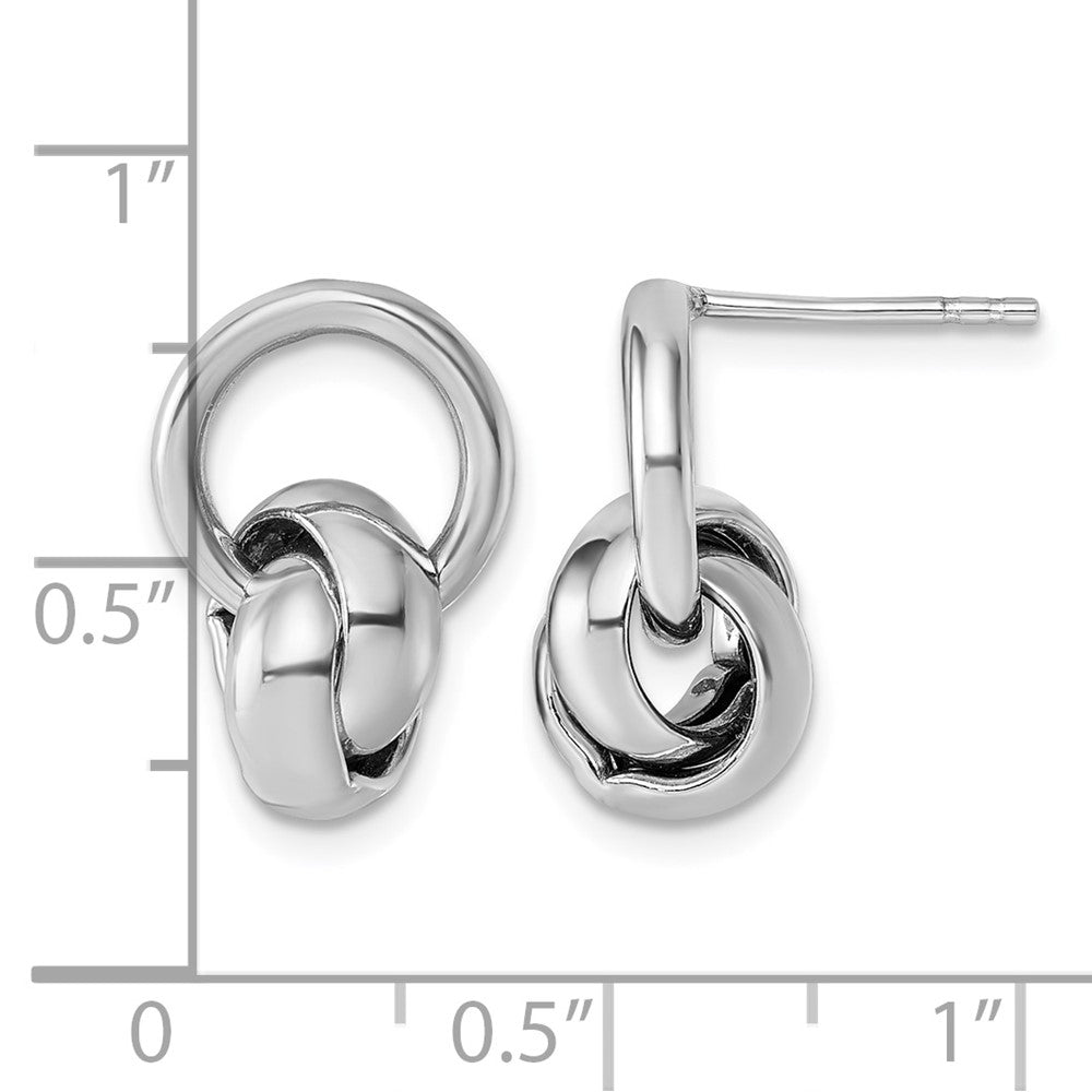 Sterling Silver Rh-plated Polish Love Knot Dangle Post Earrings