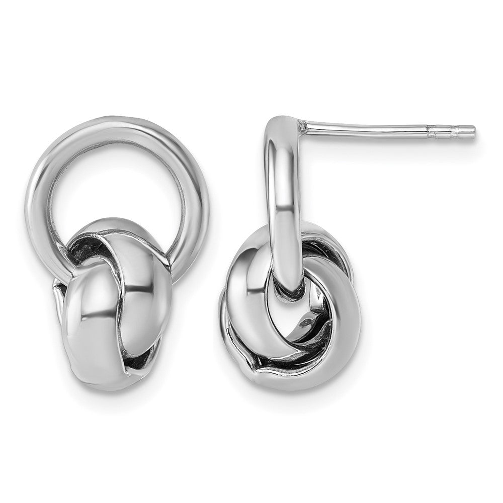 Sterling Silver Rh-plated Polish Love Knot Dangle Post Earrings