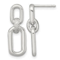 Sterling Silver Polished and Textured Fancy Link Post Dangle Earrings