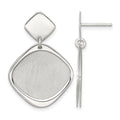 Sterling Silver Polished Brushed Square Post Dangle Earrings