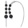 Sterling Silver RH-plated Polished Onyx Beaded Threader Earrings