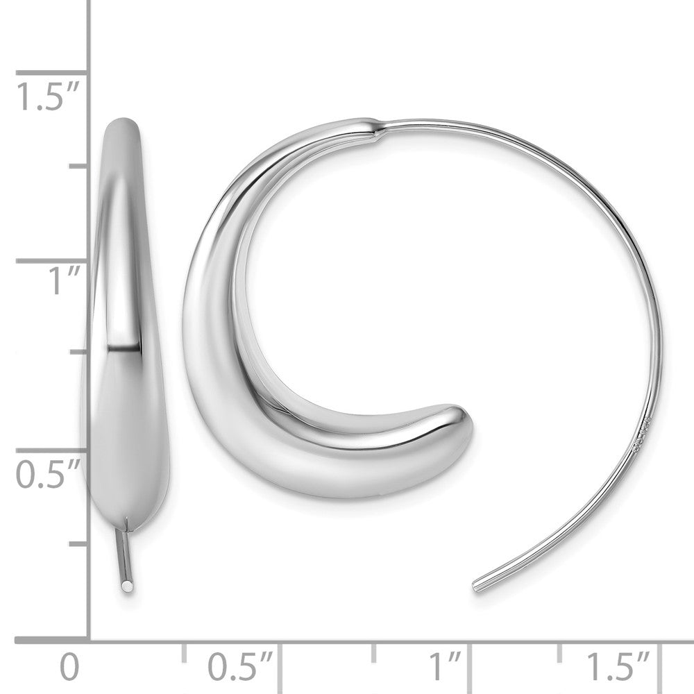 Sterling Silver Rhodium-plated Polished Circle Threader Earrings