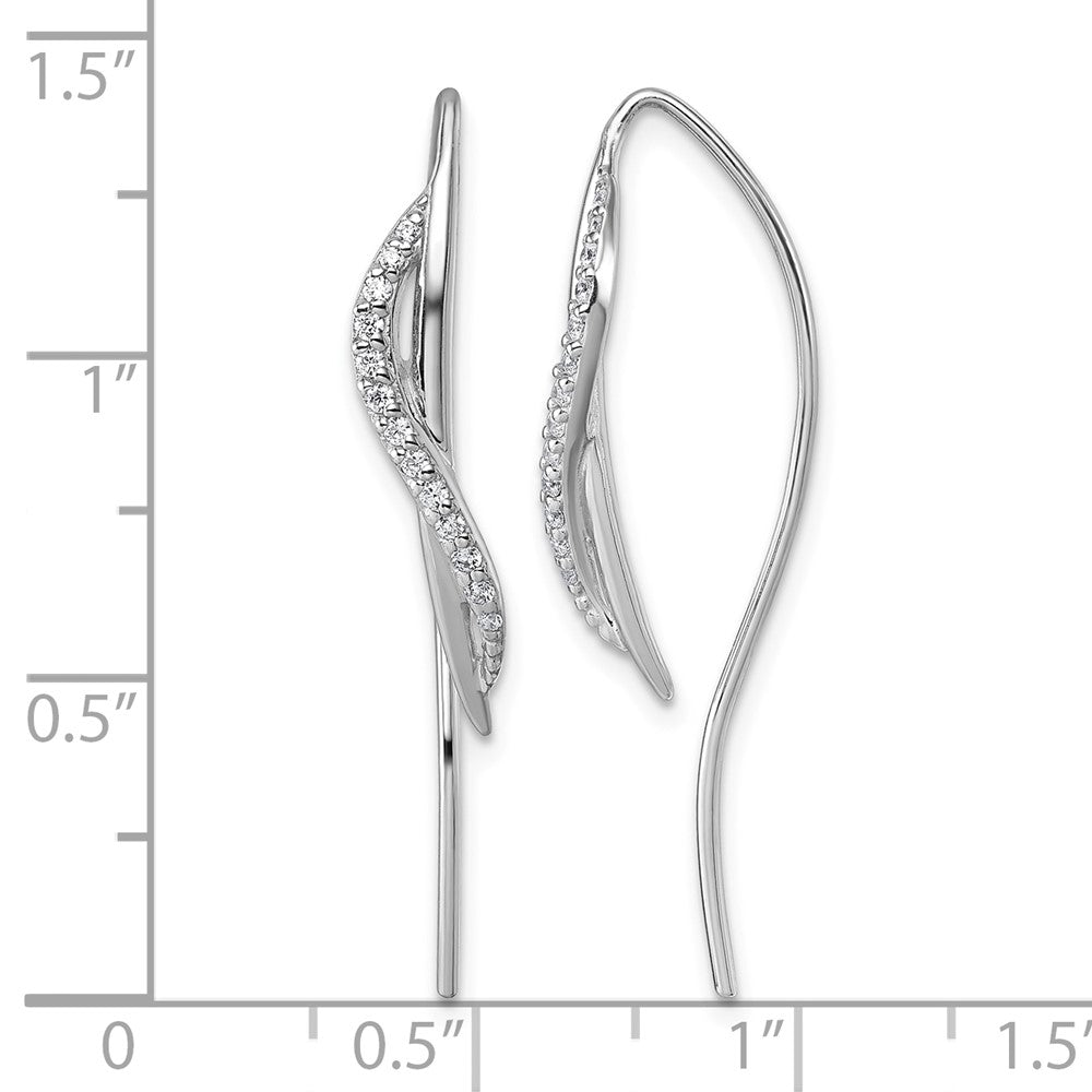 Sterling Silver Rhodium-plated CZ Polished Threader Earrings