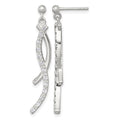 Sterling Silver Polished Fancy CZ Post Dangle Earrings
