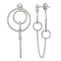 Sterling Silver Polished and Textured Multi Circle Post Dangle Earrings