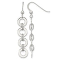 Sterling Silver Polished and Textured Circle Dangle Earrings