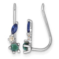 Sterling Silver Rhodium-plated CZ Malachite and Nano Crystal Ear Climbers