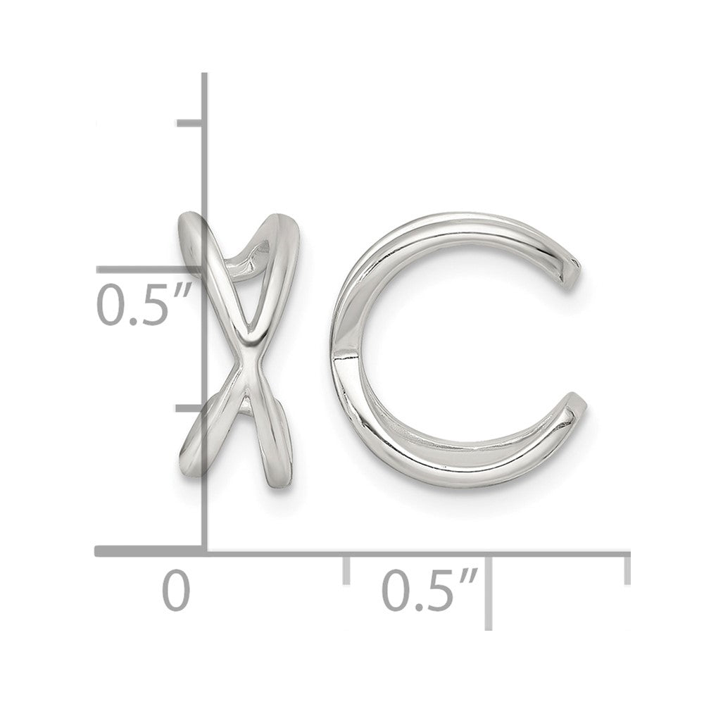 Sterling Silver Polished Criss Cross Pair of Ear Cuffs