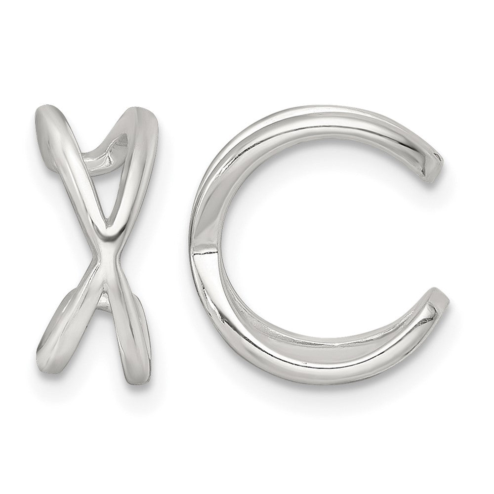 Sterling Silver Polished Criss Cross Pair of Ear Cuffs