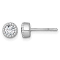 Sterling Silver RH-plated Polished Beaded 6mm CZ Stud Earrings