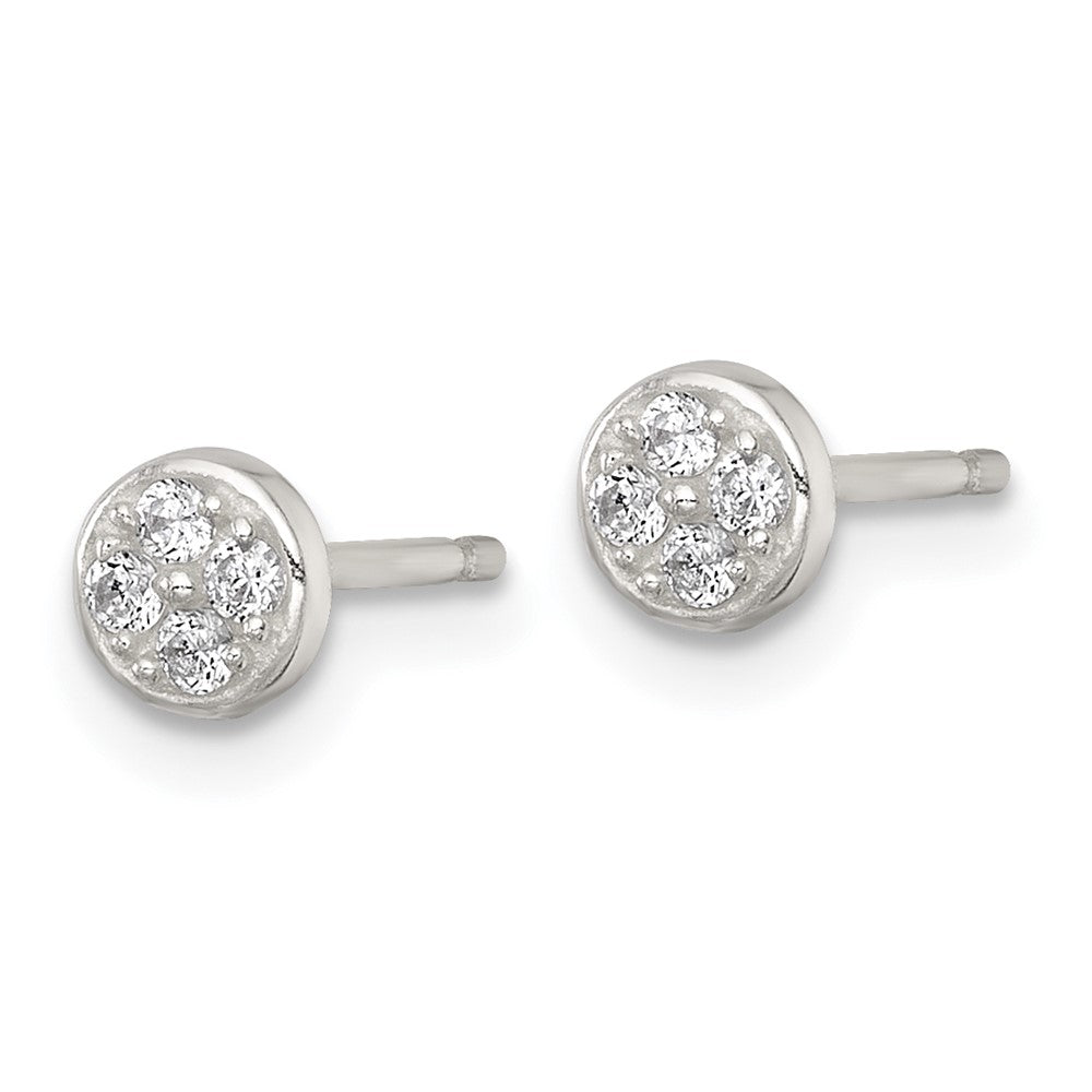 Sterling Silver Polished CZ Round Post Earrings