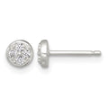 Sterling Silver Polished CZ Round Post Earrings