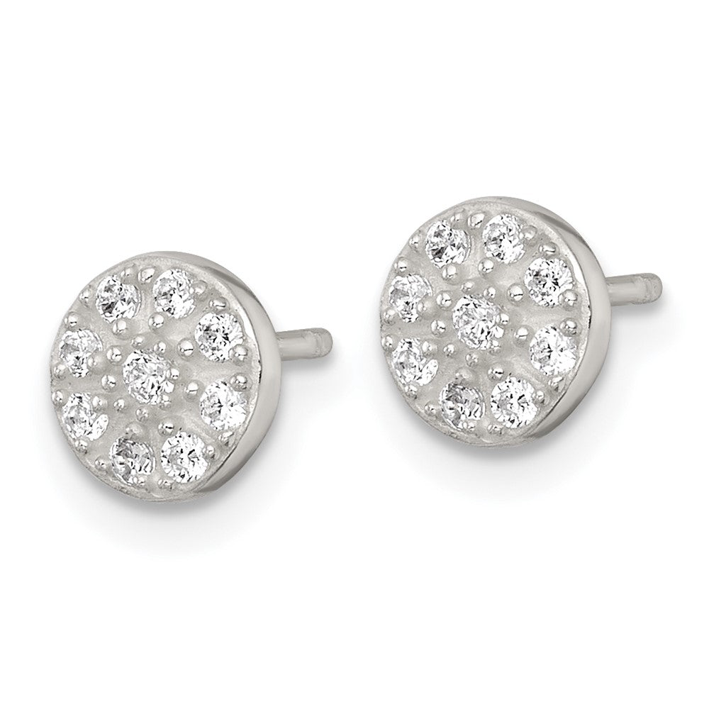 Sterling Silver Polished CZ Cluster Round Post Earrings