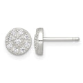 Sterling Silver Polished CZ Cluster Round Post Earrings
