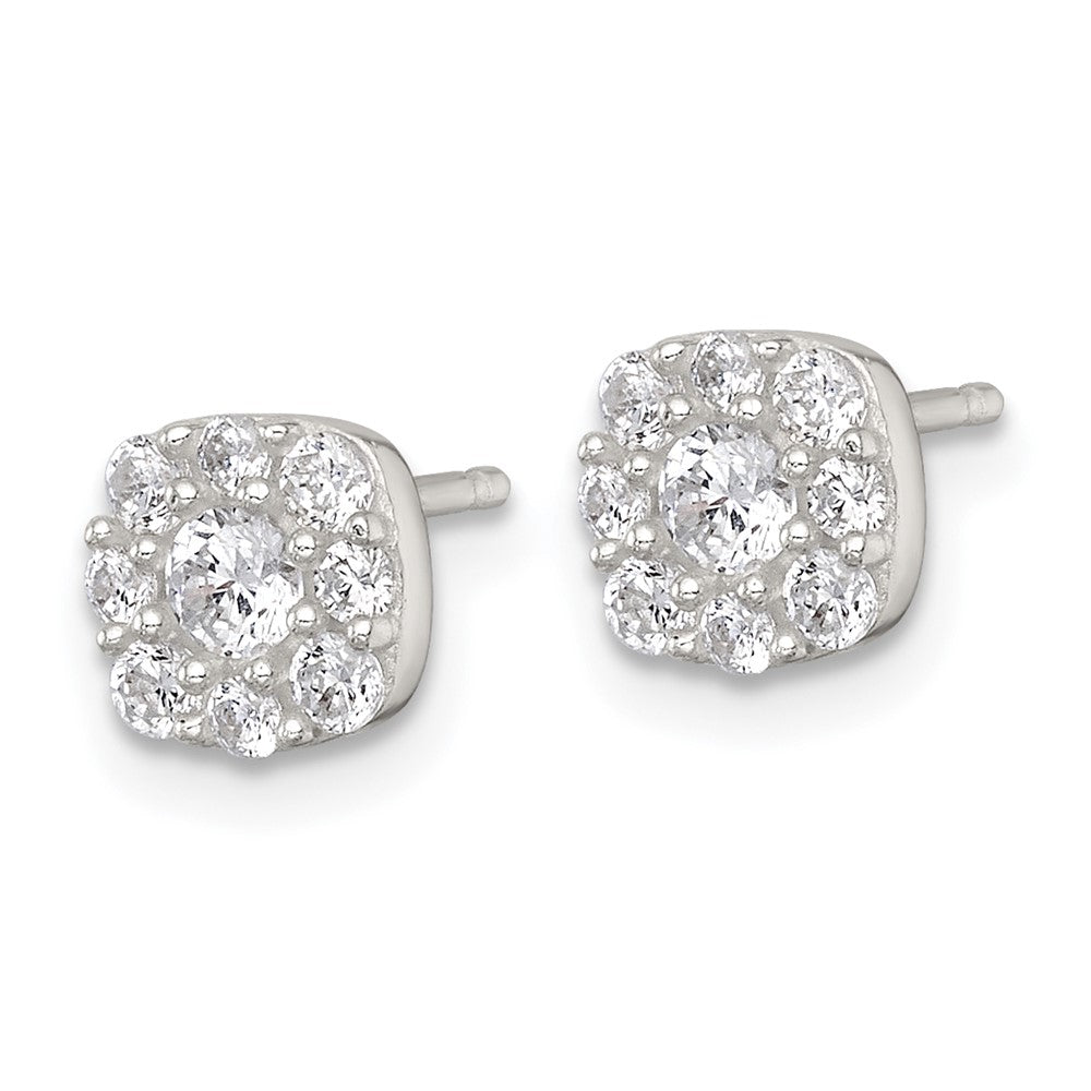 Sterling Silver Polished CZ Cluster Post Earrings