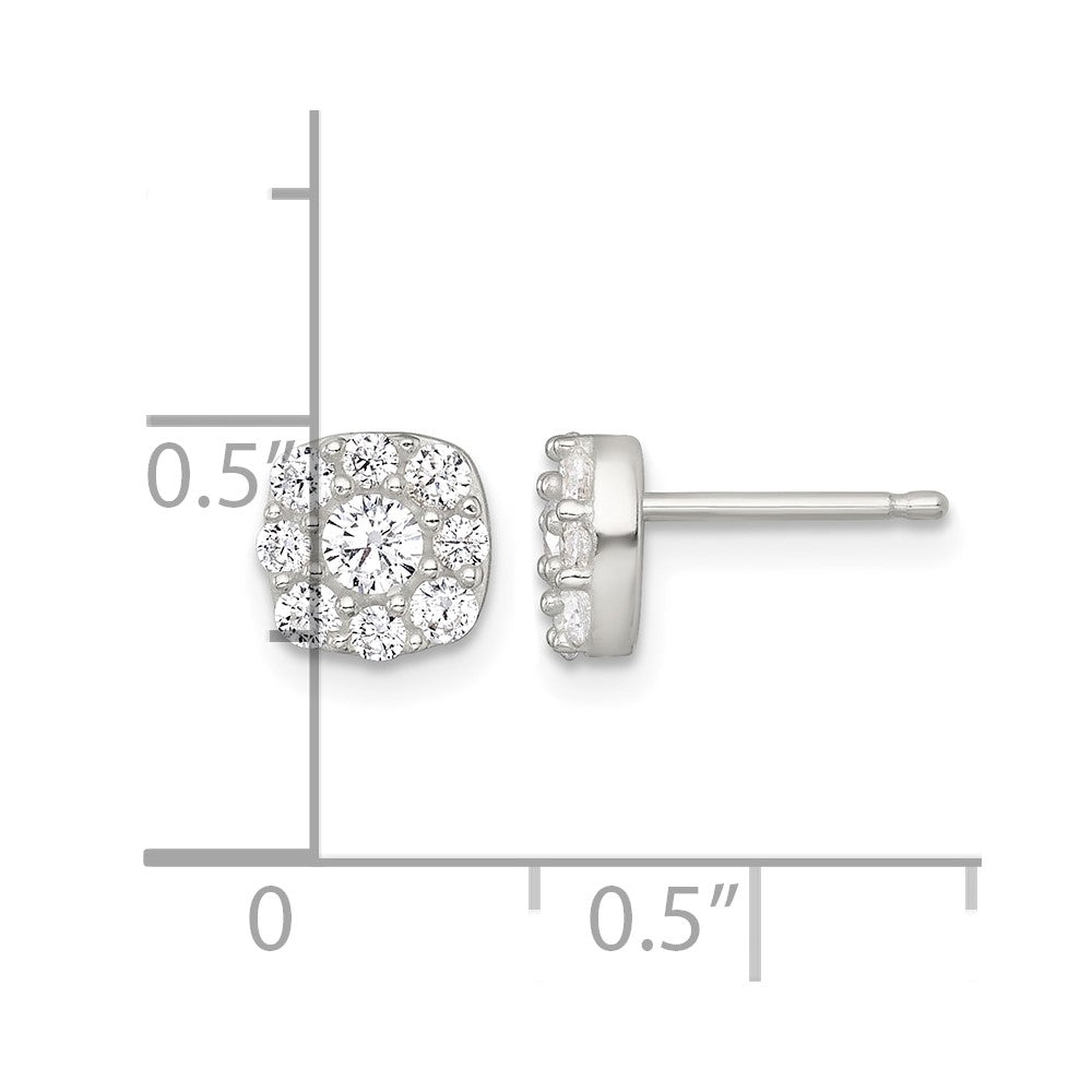 Sterling Silver Polished CZ Cluster Post Earrings