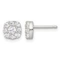 Sterling Silver Polished CZ Cluster Post Earrings