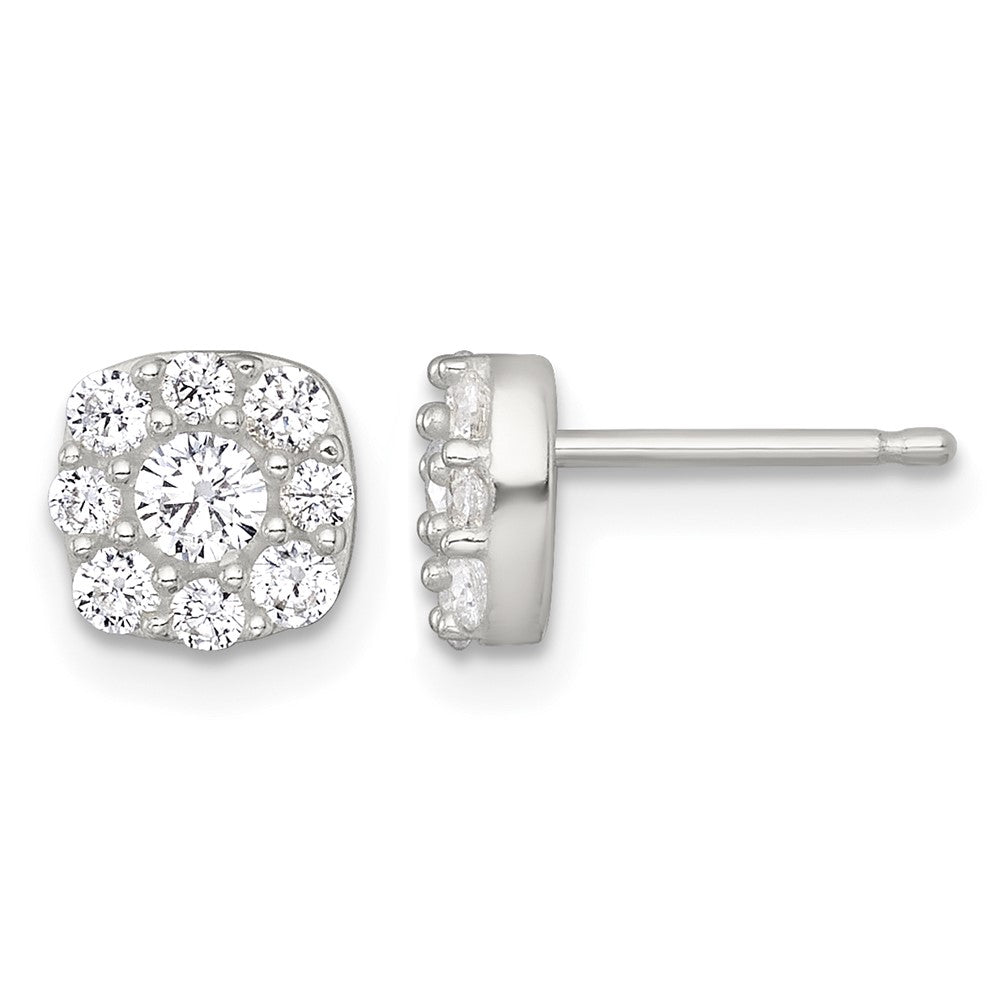 Sterling Silver Polished CZ Cluster Post Earrings