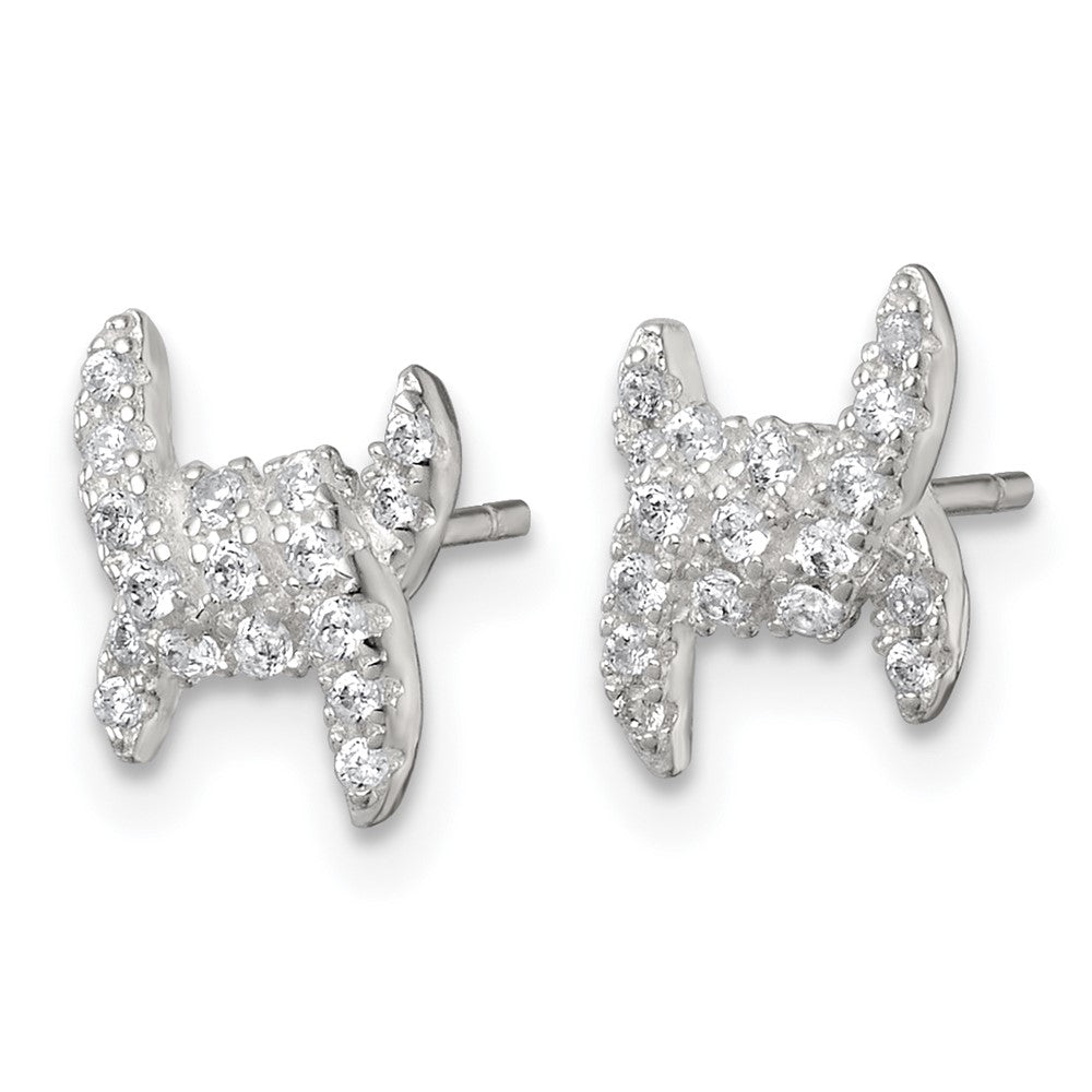Sterling Silver Polished Fancy Pave CZ Post Earrings