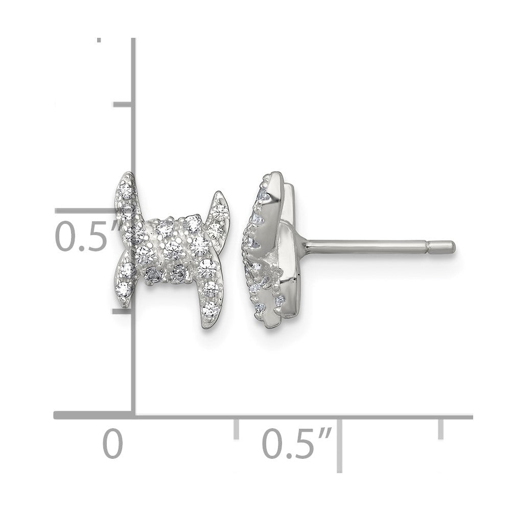 Sterling Silver Polished Fancy Pave CZ Post Earrings