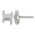 Sterling Silver Polished Fancy Pave CZ Post Earrings