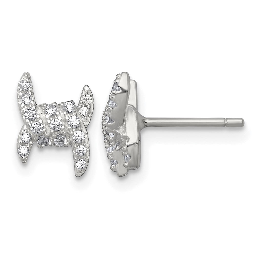 Sterling Silver Polished Fancy Pave CZ Post Earrings