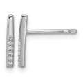 Sterling Silver Rhodium-plated CZ Polished Bar Post Earrings