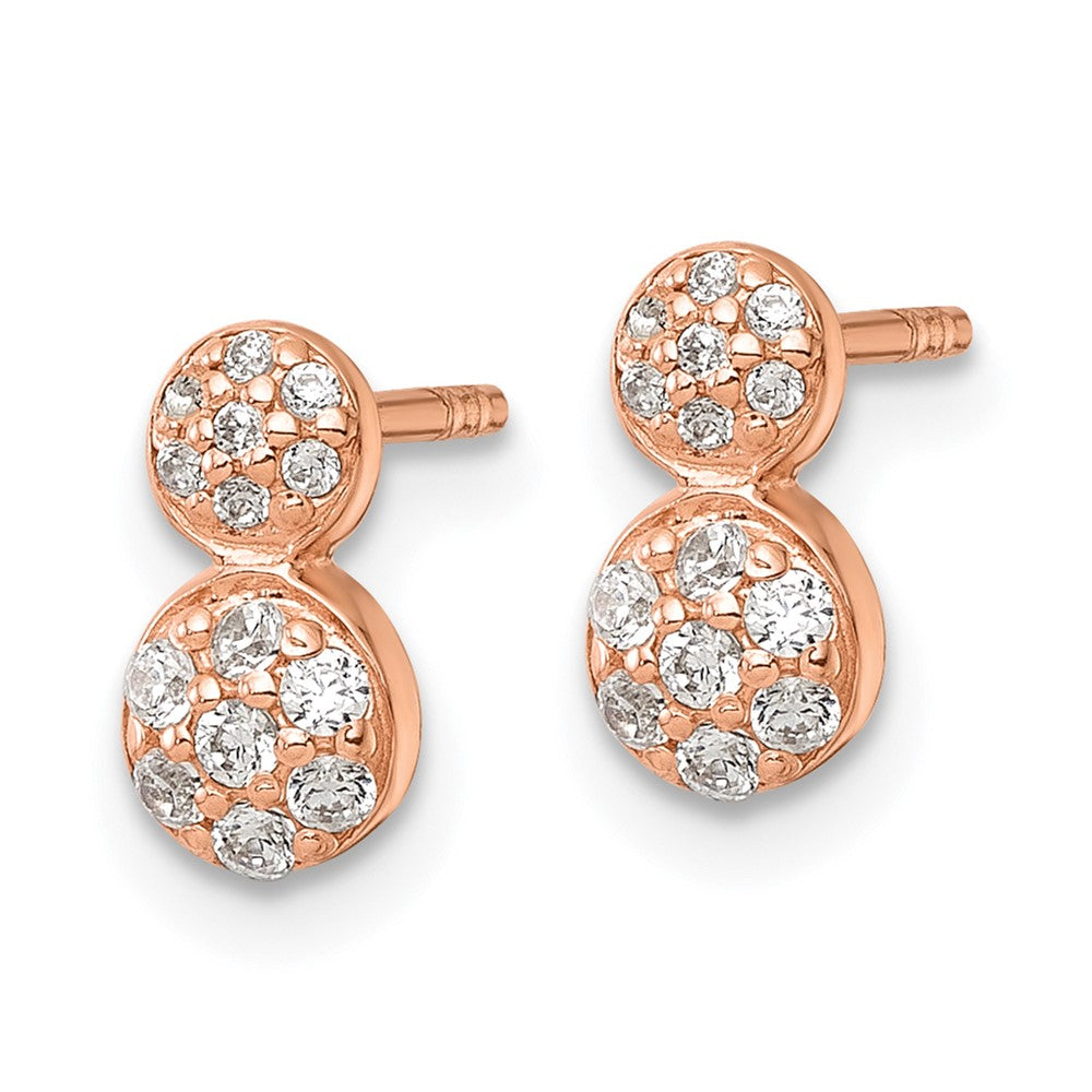Sterling Silver Rose Gold-plated Polished Fancy CZ Post Earrings