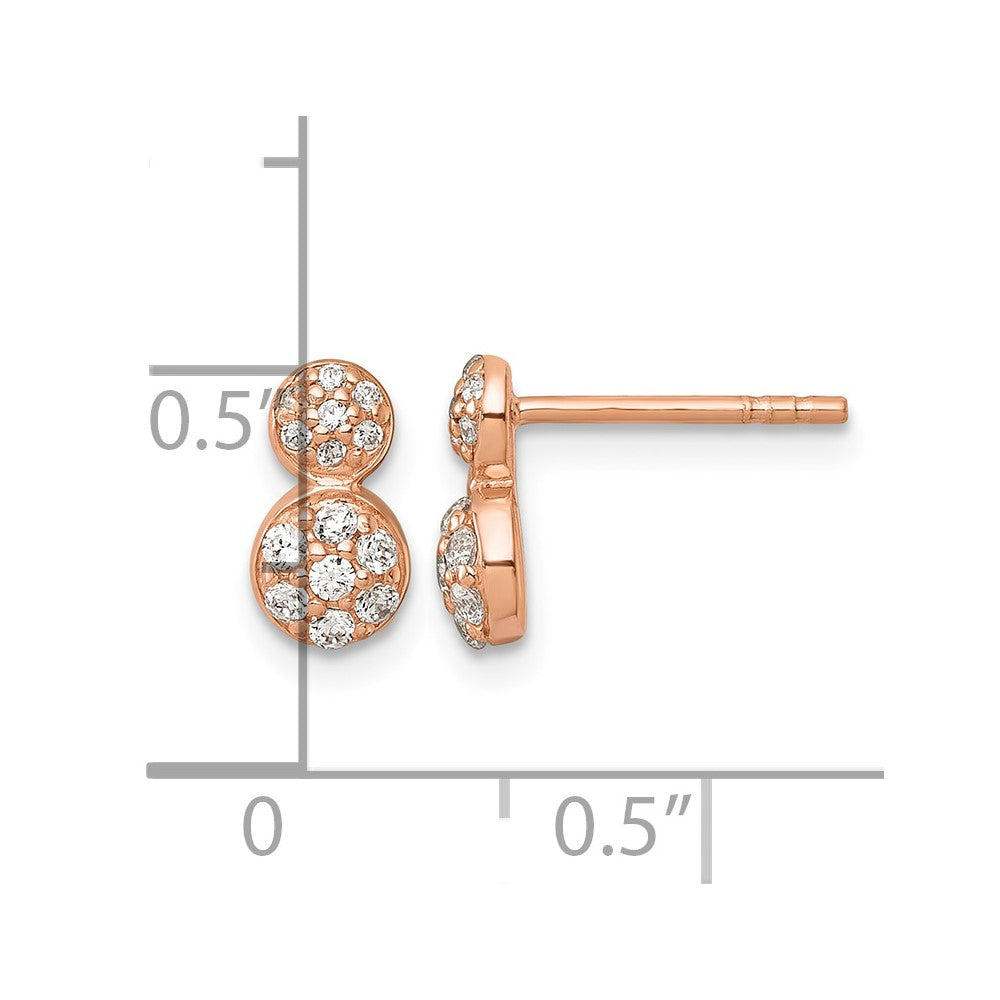 Sterling Silver Rose Gold-plated Polished Fancy CZ Post Earrings