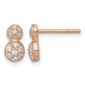 Sterling Silver Rose Gold-plated Polished Fancy CZ Post Earrings