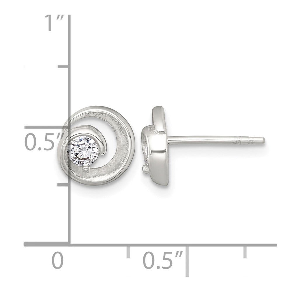Sterling Silver Polished CZ Circle Post Earrings