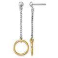 Sterling Silver Rhodium and Gold-plated CZ Circle Dangle Earrings