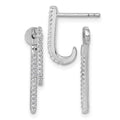 Sterling Silver Rhodium-plated CZ Front and Back Dangle Post Earrings
