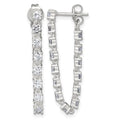 Sterling Silver Polished CZ Front and Back Post Dangle Earrings