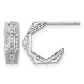 Sterling Silver Rhodium-plated CZ Polished Post J-Hoop Earrings