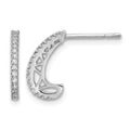 Sterling Silver Rhodium-plated CZ J-Hoop Post Earrings
