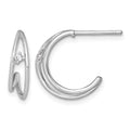 Sterling Silver Rhodium-plated Polished CZ Post C-Hoop Earrings