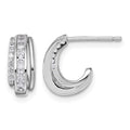 Sterling Silver Rhodium-plated Polished CZ Post J-Hoop Earrings